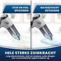 Draadloze Auto Stofzuiger - Handstofzuiger Nat Droog - Auto Interieur Reinigen - Met Blaasfunctie - 0.4 Liter - Grijs — thumbnail 4
