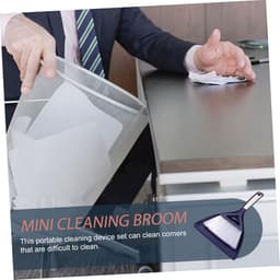 Bezem Stoffer Set - Kleine Schoonmaak - Desktop Reinigen - Schuine Borstelharen - 16 cm Breed - Blauw — thumbnail 4