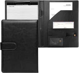 Professionele A4 Leren Conferentie Map met Clipboard, Notepad en Documentvakken, Waterproof en Inclusief Penhouder — thumbnail 1