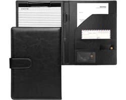 Professionele A4 Leren Conferentie Map met Clipboard, Notepad en Documentvakken, Waterproof en Inclusief Penhouder