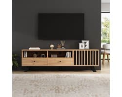 MIVRAY Tv-Meubel - Met 2 Lades En Kast Voor 60 Inch Televisie - Voor Kleine Woonkamer - Spaanplaat - 150x38x44 Cm