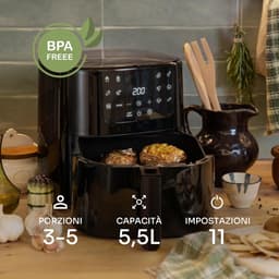 Airfryer - Heteluchtoven - Gezond Bakken - 11 Voorgeprogrammeerde Menu's - 5.5 Liter - Zwart — thumbnail 2