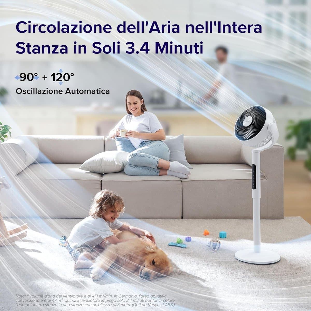 Vloer Ventilator - Staande Fan - Kamertemperatuur Reguleren - Modern/Veelzijdig Design - 110.8 cm - Wit — afbeelding 1