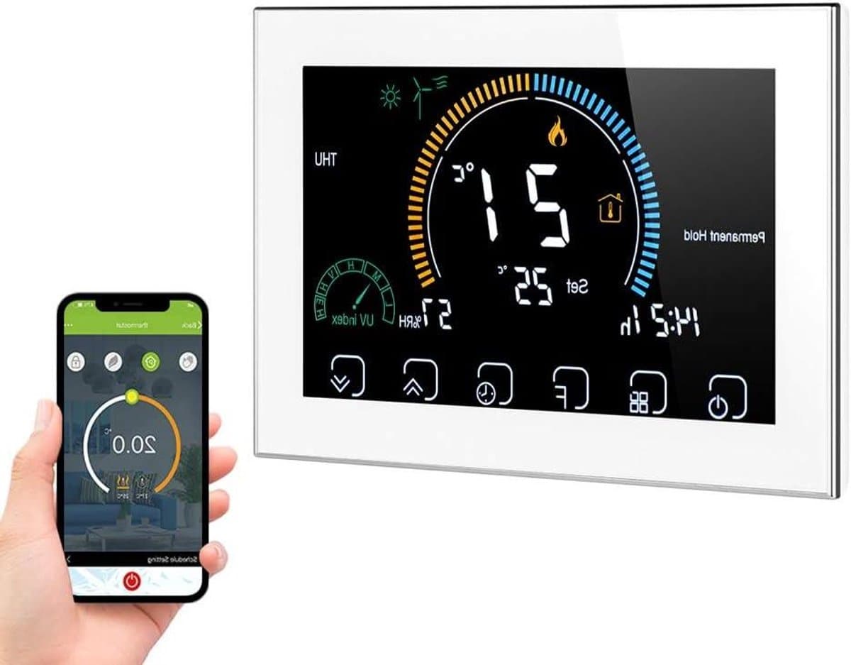 Slimme Thermostaat - Verwarming Regelaar - Energie Besparen - App Bediening - 4.8 Inch LCD - Wit — afbeelding 1