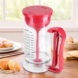 Beslag Mixer Dispenser - Beslag Maker - Bakken Thuis - Automatische Menger - 1200 ml - Transparant Rood — thumbnail 2