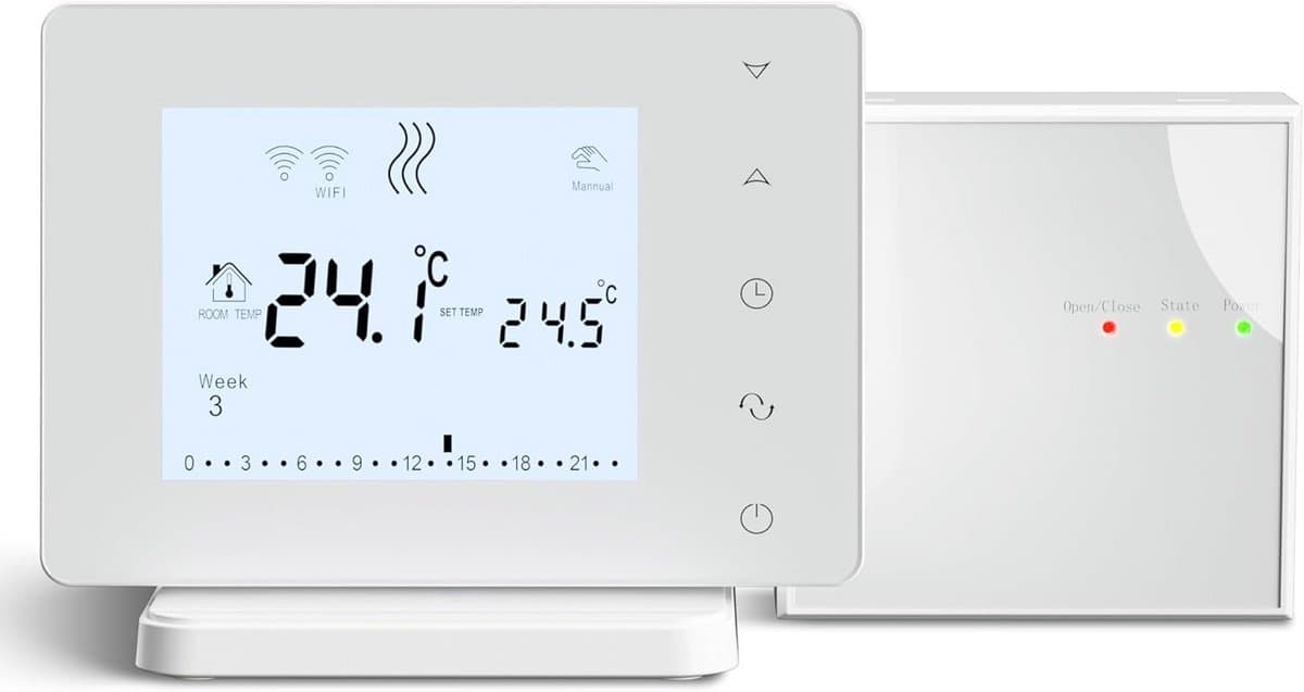 Slimme Thermostaat - Verwarming Regelaar - Comfort Verhoging - App Bediening - 13 cm - Wit — afbeelding 1