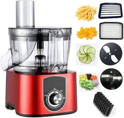 Commerciële elektrische groentesnijder 600W, 5L keukenmachine met 4 messen voor het snijden en raspen van uien, wortels, komkommers, fruit en groenten. — thumbnail 3
