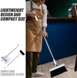 Stoffer en blik set - Reinigingsset - Huis opruimen - Vouwbaar ontwerp - 93.5 cm - Wit — thumbnail 5