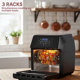 Heteluchtfriteuse - Airfryer XXL - Gezond Koken - Touchscreen Bediening - 12 Liter - Zilver — thumbnail 3