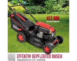 Benzine grasmaaier - Loopmaaier - Gazon onderhouden - Achterwielaandrijving - 46 cm snijbreedte - Zwart rood