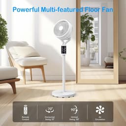 Staanventilator met Afstandsbediening - 6 Snelheden & Timer - Stille Vloerventilator voor Slaapkamer en Woonkamer — thumbnail 2