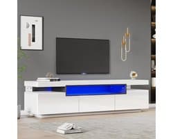 Tv-commode met LED - Tv-meubel Dressoir - Woonkamer Entertainment - Hoogglans Afwerking - 160x39x42cm - Wit
