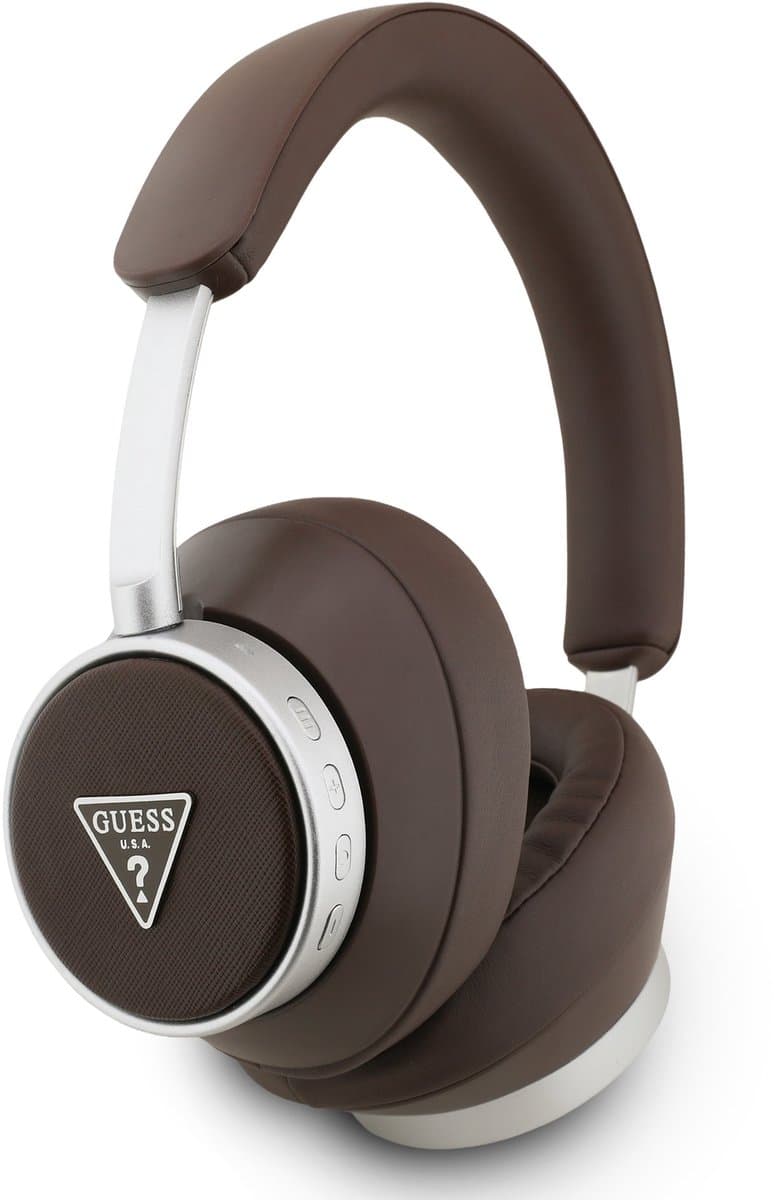 Guess PU Saffiano Triangle Logo ENC Headphone - Geschikt voor Bluetooth Smartphones - Bruin — afbeelding 1