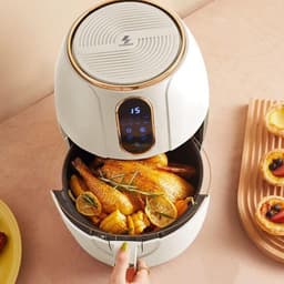 Heteluchtfriteuse - Olievrije Frituurpan - Gezond Koken - Voedselveilig Materiaal - 4 Liter - Wit — thumbnail 2