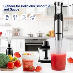 Staafmixerset 6-in-1 – 1200W – RVS Handblender – Incl. Hakmolen, Garde & Maatbeker 600ml – Voor Soep, Babyvoeding & Sauzen — thumbnail 3