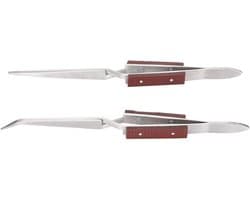 Set van 2 Kruisvergrendelende Pincetten, Soldering Tool met Gebogen en Rechte Punt voor Juweliers en Hobbyisten