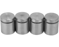 RVS Glazen Steunbeugels 4 Stuks, 25 x 25mm, Bevestigingspinnen voor Glazen Displays, Geschikt voor Signage en Kunstinstallaties