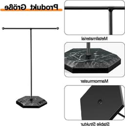 Sieradenstandaard voor Kettingen, Armbanden, Oorbellen en Ringen van Metaal met Marmeren Voet, Zwart Design — thumbnail 3
