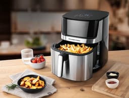 Digitale Heteluchtfriteuse - Airfryer Oven - Gezond Frituren - Dubbele Verwarmingselementen - 7.5 liter - RVS/Zwart — thumbnail 6