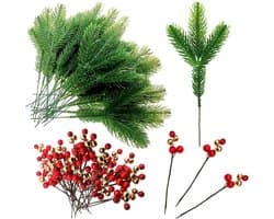 Kunstmatige Denn takken en Stam voor Kerstdecoratie, DIY Ambachten en Kerstguirlandes (20 Pin + 20 Bacca)