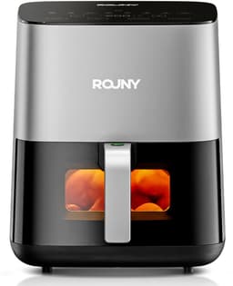 Airfryer 4,5L-Heteluchtfriteuse-Digitaal Display-Kijkvenster-Temperatuurregeling-1450W – Voor Keuken En Snacks – 32x26x30,5cm – Zilver/Zwart — thumbnail 1