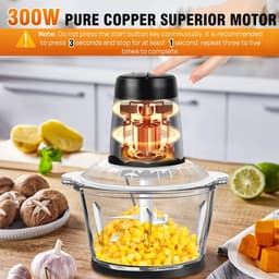 Hutjemutje - foodprocessor - keukenmachine - hakmolen - 2L - multifunctionele kleine keukenmachine - met 2 snelheden & 4 messen — thumbnail 3