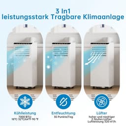 Mobiele airco - Verkoeler - Ruimte koelen - 5 functies in 1 - 7000 BTU - Wit — thumbnail 3