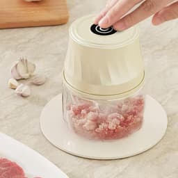 Mini Keukenmachine - Elektrische Hakker - Snel Ingrediënten Snijden - Eenknopsbediening - 350ml - Crèmekleurig — thumbnail 2
