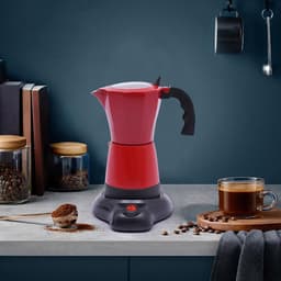 Elektrische Koffiezetter - Espressomachine Moka - Snel Koffie Maken - Voor 6 Kopjes - 300 ml Capaciteit - Rood — thumbnail 5