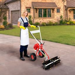 43CC Benzine Veegmachine – Handveger – Motorbezem – Bladveger – Tuinveger – 60 cm Borstelbreedte – 1,7 PK Motor – Stevige Constructie — thumbnail 5