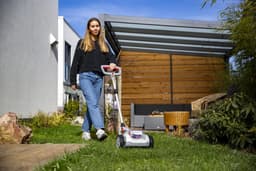 Accu Grasmaaier - Handmaaier Mulchmaaier - Kleine Gazons Onderhouden - Borstelloze Motor - 21 cm Maaibreedte - Grijs Rood — thumbnail 4
