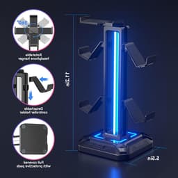 RGB Hoofdtelefoonstandaard met 9 Verlichtingsmodi - Swivel Hoofdtelefoonhouder en Afneembare Controllerhaak voor PC en Gaming Accessoires — thumbnail 3