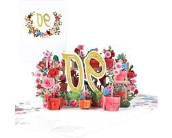 3D Pop-up Kaart voor 90e Verjaardag en Huwelijksjubileum, Bloemen Ontwerp, Unieke Wenskaart voor Vrouwen, Moeders en Vrienden