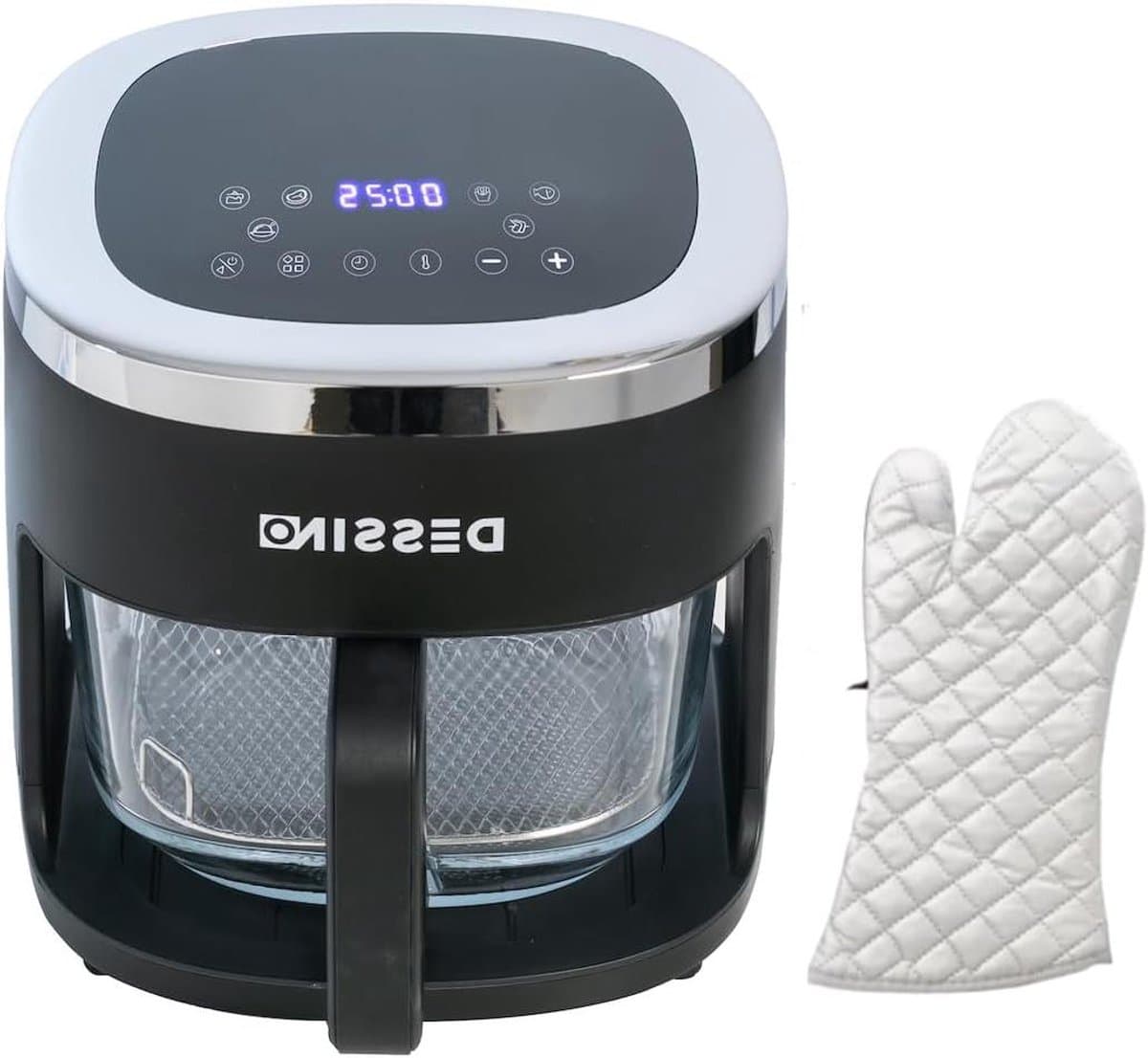 Digitale Airfryer - Hete Lucht Oven - Gezond Koken - Glazen Mand 360 Graden - 4.2 Liter - Zwart — afbeelding 1