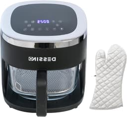 Digitale Airfryer - Hete Lucht Oven - Gezond Koken - Glazen Mand 360 Graden - 4.2 Liter - Zwart — thumbnail 1