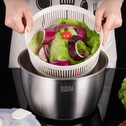 Salade Spinner - Groente Droger - Groenten Wassen - Grote Capaciteit - 5 Liter - Zilver — thumbnail 4