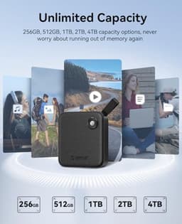Draagbare SSD 4TB met 2-in-1 USB-C Kabel - Snelle Externe Solid State Drive voor Smartphone, Tablet en PC — thumbnail 2