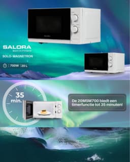Vrijstaande Magnetron - Compacte Oven - Maaltijden Opwarmen - 5 Vermogensstanden - 20 Liter - Wit — thumbnail 2