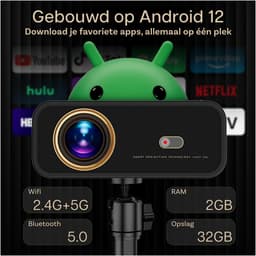 Beamer met WiFi & Bluetooth, 100 Inch Projectiescherm & Standaard van MMOBIEL – Native 1080P, 900 ANSI, 4K Ondersteuning, Automatische Keystone Correctie, 50-300 Inch – Voor HDMI, USB, iOS & Android — thumbnail 4