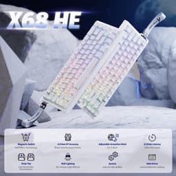 ATTACK SHARK X68 HE - Rapid Trigger - Hall Effect - 8000Hz - 0.01mm RT - Magnetisch Gaming Toetsenbord - RGB - 60% - QWERTY - Wired - Wit — thumbnail 3