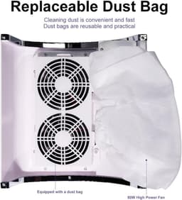 Nagelstofzuiger - Nagelstofafzuiging Stofverzamelaar - Nagelstudio Werkplek - Twee Krachtige Ventilatoren - 500 Gram - Paars — thumbnail 4