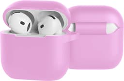 Case - Geschikt voor Apple AirPods 4 - Siliconen Hoes met Clip - Silicone Hoesje Cover - Flamingo — thumbnail 1