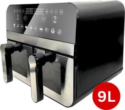 COMFY NEST – Dubbele XXL Airfryer met vensters – 9 L - Elegant Zwart/Zilver Design — thumbnail 3