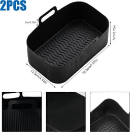 2 Stuks Silicone Vorm Voor Ninja Foodi Max Dual Zone Airfryer - Herbruikbare Bakvorm Accessoires Voor Ninja Foodi Af300eu 7.6 (Zwart) — thumbnail 3
