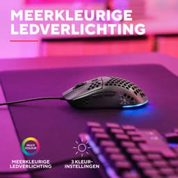Trust GXT929 Helox - Gaming Muis - Ultra licht - RGB verlichting - 6400 DPI - Bedraad - Zwart — thumbnail 4
