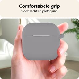 Hoesje - Geschikt voor Apple AirPods 4 - met Clip - Siliconen Hoes - Silicone Case Cover - Grijs — thumbnail 4