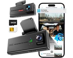 4G Dashcam Auto met GPS, Parkeerbewaking en Real-Time Video App