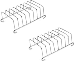 Zilverkleurig roestvrijstalen rooster met 8 gaten voor het koelen van toast, brood, gebak en andere bakwaren-Rechthoekig rooster voor de airfryer-Veilig en gezond roestvrijstalen rooster voor bakken - 2 stuks. — thumbnail 1