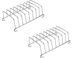 Zilverkleurig roestvrijstalen rooster met 8 gaten voor het koelen van toast, brood, gebak en andere bakwaren-Rechthoekig rooster voor de airfryer-Veilig en gezond roestvrijstalen rooster voor bakken - 2 stuks.