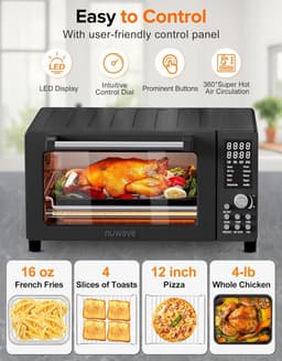Slimme 12-in-1 Heteluchtfriteuse Ovensnelbroodrooster, 21 QT, 1800W — thumbnail 3